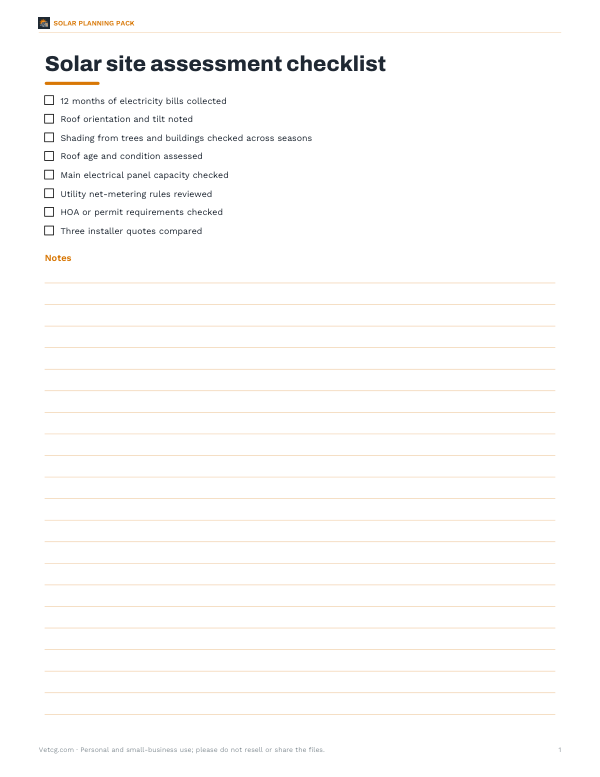 Preview of Printable Solar Site Checklist